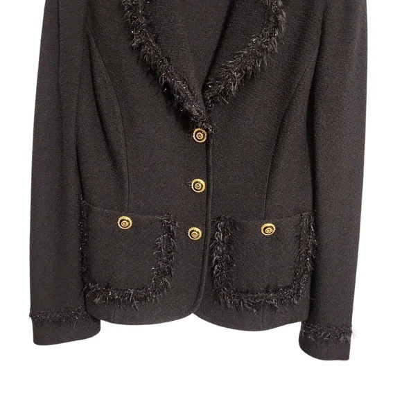 St. John Collection | Women's Black Two-Piece Santana Knit Skirt Suit (Size 8) - Picture 6 of 15